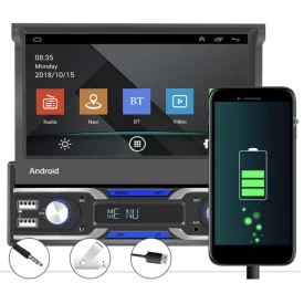 Autoradio Android Auto 1 DIN Compatible DAB+ DAB Simple Din Android Auto Carplay Waze Wireless Bluetooth